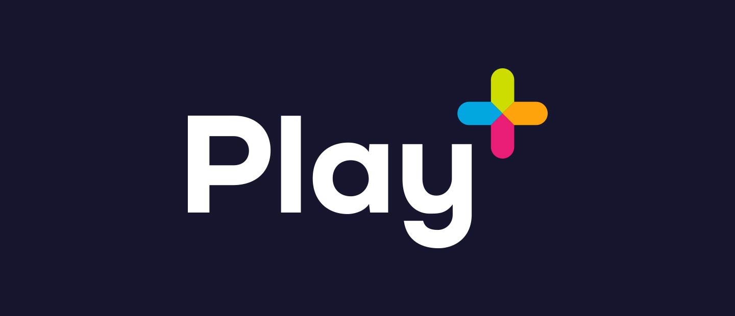 Play+ logo in a banner